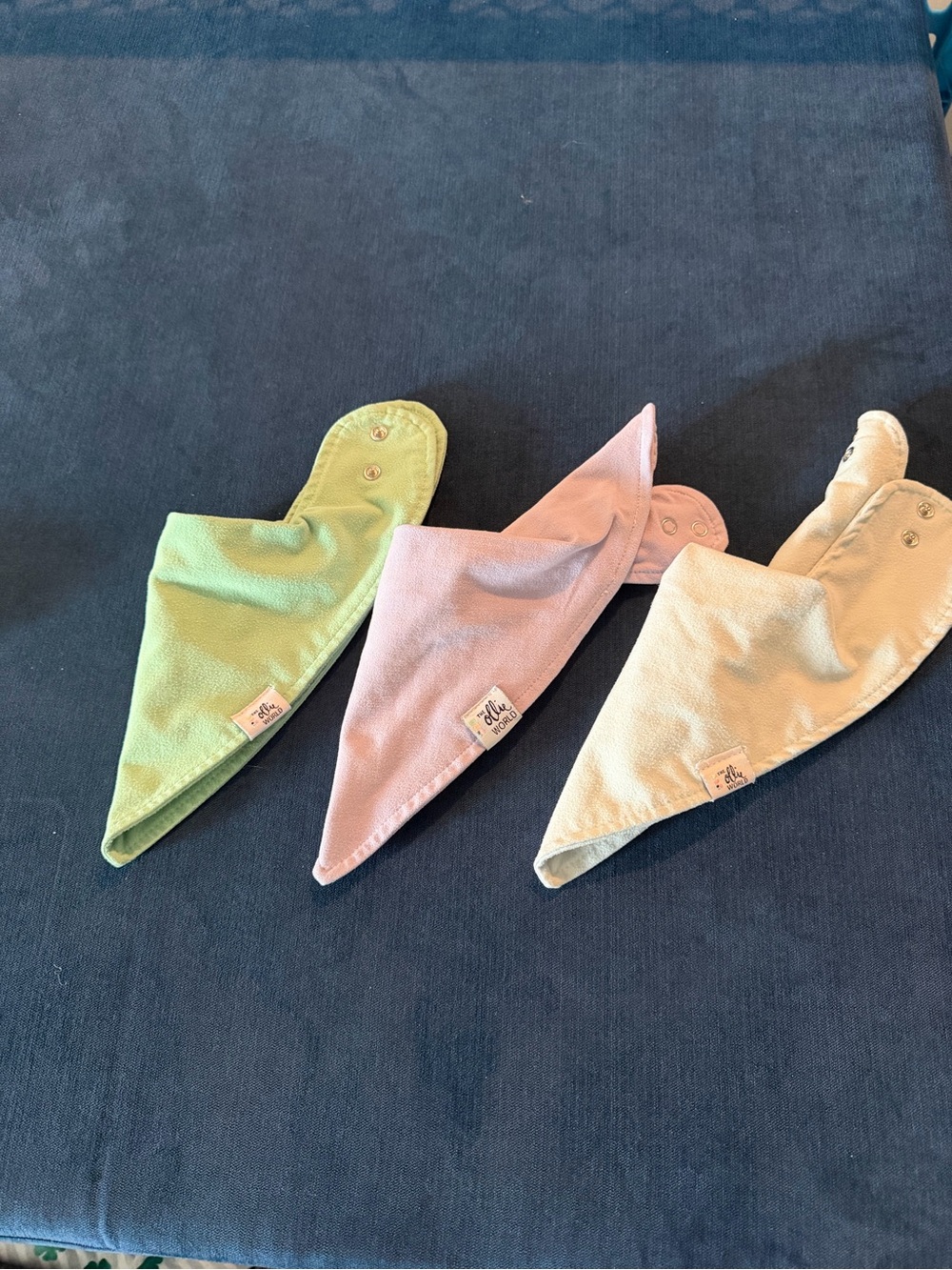 Ollie world Baby Bandana Bibs Trio - Pastel Green, purple, light blue